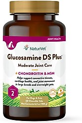 NaturVet Moderate Care Glucosamine DS Plus Chewable Tablets Joint Supplement for Dogs, 60 count