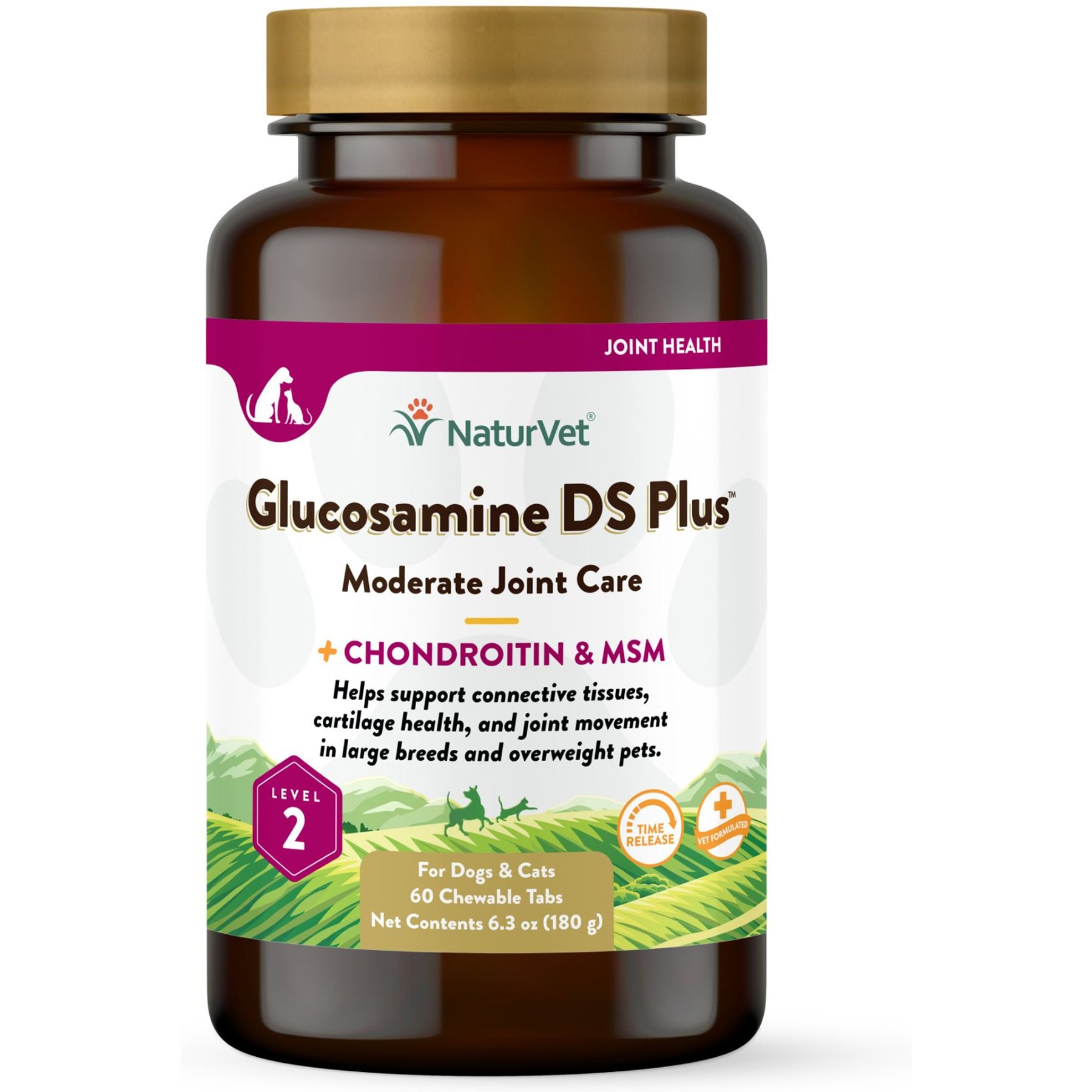 NaturVet Glucosamine DS Hip & Joint Stage 2 Max Dog & Cat, 60 Tablets