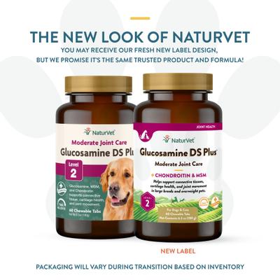Show full view: NaturVet Moderate Care Glucosamine DS Plus Chewable Tablets Joint Supplement for Dogs, 60 count slide 3 of 11
