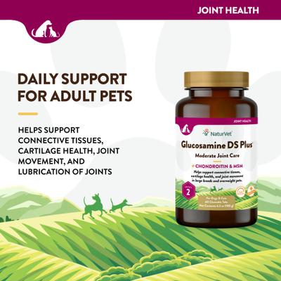 Show full view: NaturVet Moderate Care Glucosamine DS Plus Chewable Tablets Joint Supplement for Dogs, 60 count slide 4 of 11