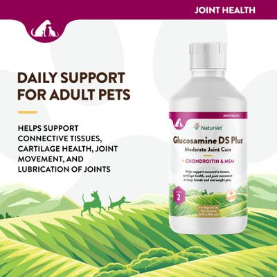 Show full view: NaturVet Moderate Care Glucosamine DS Plus Liquid Joint Supplement for Cats & Dogs, 32-fl oz bottle slide 4 of 10
