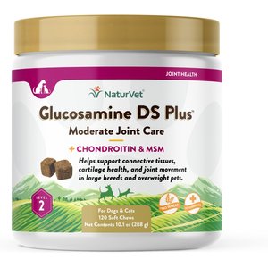NaturVet Moderate Care Glucosamine DS Plus Soft Chews Joint Supplement for Dogs, 120 count