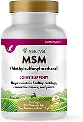 NaturVet MSM Chewable Tablets Joint Supplement for Dogs, 250 count