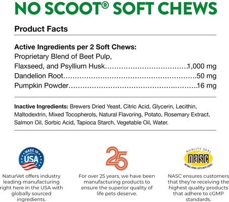 Show full view: NaturVet No Scoot Stool & Bowel Hickory Smoked Bacon Flavored Soft Chew Supplement for Dogs, 120 count slide 8 of 10