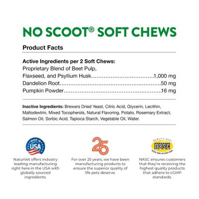 Show full view: NaturVet No Scoot Stool & Bowel Hickory Smoked Bacon Flavored Soft Chew Supplement for Dogs, 60 count slide 9 of 11