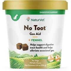 NaturVet No Toot Plus Fennel Soft Chews Digestive Supplement for Dogs, 70 count