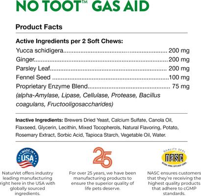 Show full view: NaturVet No Toot Stool & Bowel Bacon & Chicken Flavored Supplement for Dogs, 70 count slide 8 of 10