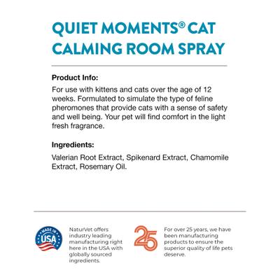 Show full view: NaturVet Quiet Moments Feline Pheromone Calming Spray for Cats, 8-oz bottle slide 8 of 9
