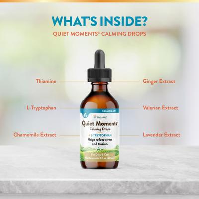 Show full view: NaturVet Quiet Moments Liquid Calming Supplement for Cats & Dogs, 2-fl oz bottle slide 6 of 10