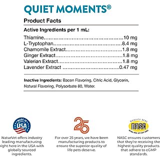 NaturVet Quiet Moments Liquid Calming Supplement for Cats & Dogs, 2-fl oz bottle slide 8 of 9