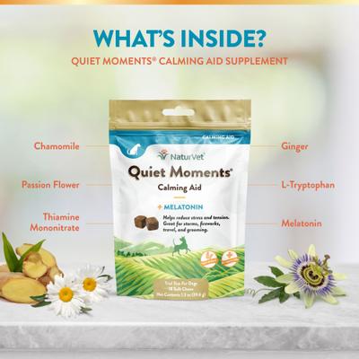 Show full view: NaturVet Quiet Moments Poultry Flavored Soft Chew Calming Supplement for Dogs, 1.3-oz bag slide 5 of 8
