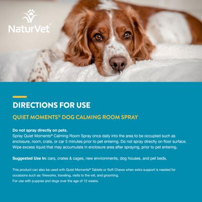 Show full view: NaturVet Quiet Moments Simulated Canine Pheromones Calming Spray for Dogs, 8-oz slide 7 of 9