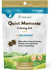 NaturVet Quiet Moments Calming Salmon & Bacon Flavored Soft Chew Supplement for Cats, 50 count