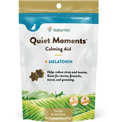 NaturVet Quiet Moments Calming Salmon & Bacon Flavored Soft Chew Supplement for Cats, 50 count