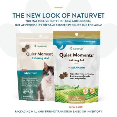 Show full view: NaturVet Quiet Moments Calming Salmon & Bacon Flavored Soft Chew Supplement for Cats, 50 count slide 3 of 10