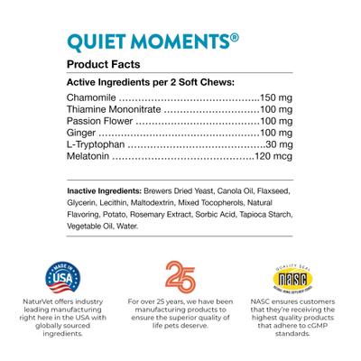 Show full view: NaturVet Quiet Moments Calming Bacon & Chicken Flavored Soft Chew Supplement, 240 count slide 9 of 12