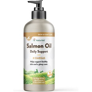NaturVet Salmon Oil Plus Omegas Liquid Skin & Coat Supplement for Cats & Dogs, 17-fl oz bottle