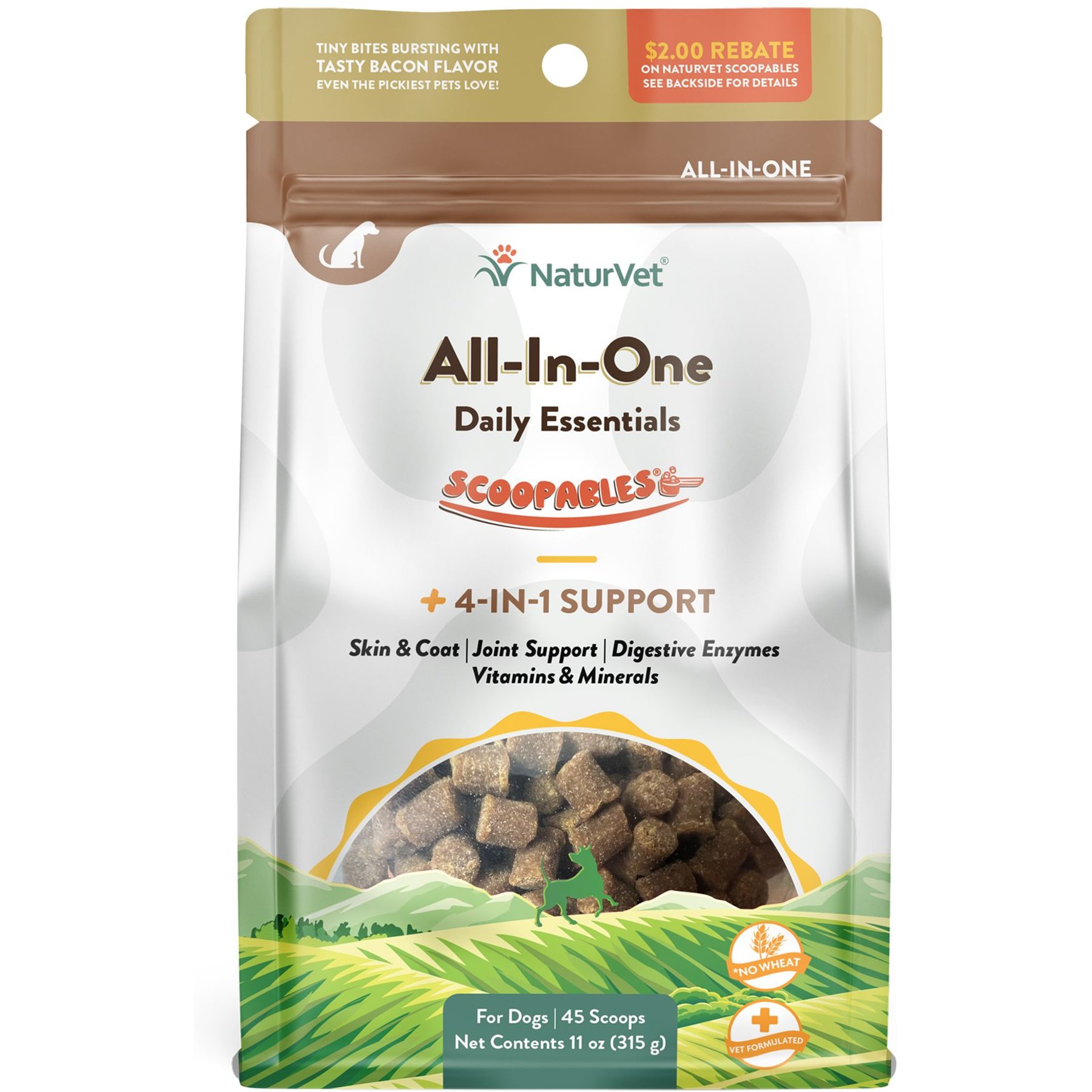 NaturVet Scoopables All-In-One 4-in-1 Support Dog Supplement, 11-oz bag