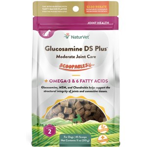 NaturVet Scoopables Glucosamine DS Plus Level 2 Moderate Joint Care Dog Supplement, 11-oz bag