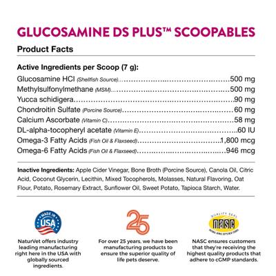 Show full view: NaturVet Scoopables Glucosamine DS Plus Level 2 Moderate Joint Care Dog Supplement, 11-oz bag slide 4 of 10