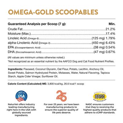 Show full view: NaturVet Scoopables Omega-Gold Dog & Cat Supplement, 11-oz bag slide 4 of 10