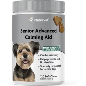 NaturVet Advanced Calming Senior Hickory Smoked Bacon Flavored Soft Chew Supplement for Dogs, 120 count