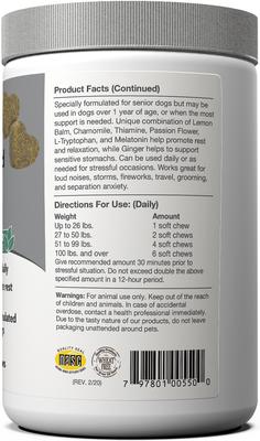 Show full view: NaturVet Advanced Calming Senior Hickory Smoked Bacon Flavored Soft Chew Supplement for Dogs, 120 count slide 4 of 7