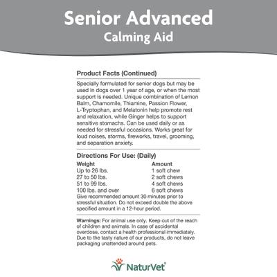 Show full view: NaturVet Advanced Calming Senior Hickory Smoked Bacon Flavored Soft Chew Supplement for Dogs, 120 count slide 6 of 7