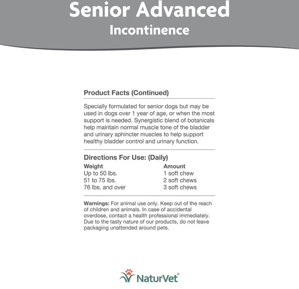 NaturVet Senior Advanced Incontinence with Non-GMO Ingredients Dog Supplement