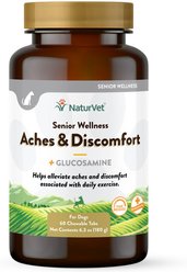 NaturVet Senior Wellness Aches & Discomfort Plus Glucosamine Dog Supplement, 60 count