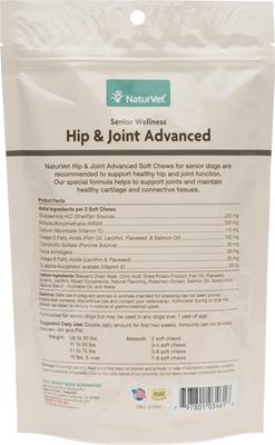 Show full view: NaturVet Senior Wellness Hip & Joint Advanced Glucosamine, Chondroitin & MSM Plus Omegas Dog Supplement, 240 count slide 3 of 6