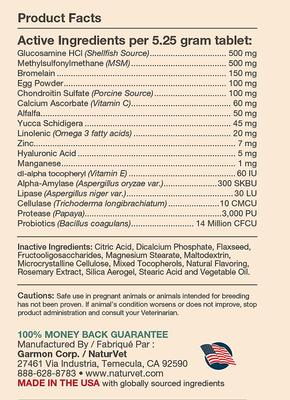 Show full view: NaturVet Hip & Joint Care Plus Senior Hickory Smoked Bacon Chewable Tablets Supplement for Dogs, 90 count slide 3 of 6