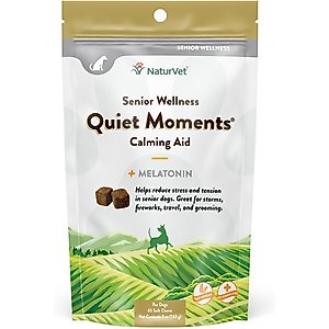 NaturVet Senior Wellness Quiet Moments Calming Aid Chamomile, Passion Flower & L-Tryptphan Plus Melatonin Dog Supplement, 65 count
