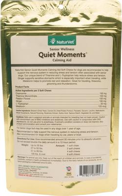 Show full view: NaturVet Senior Wellness Quiet Moments Calming Aid Chamomile, Passion Flower & L-Tryptphan Plus Melatonin Dog Supplement, 65 count slide 3 of 7