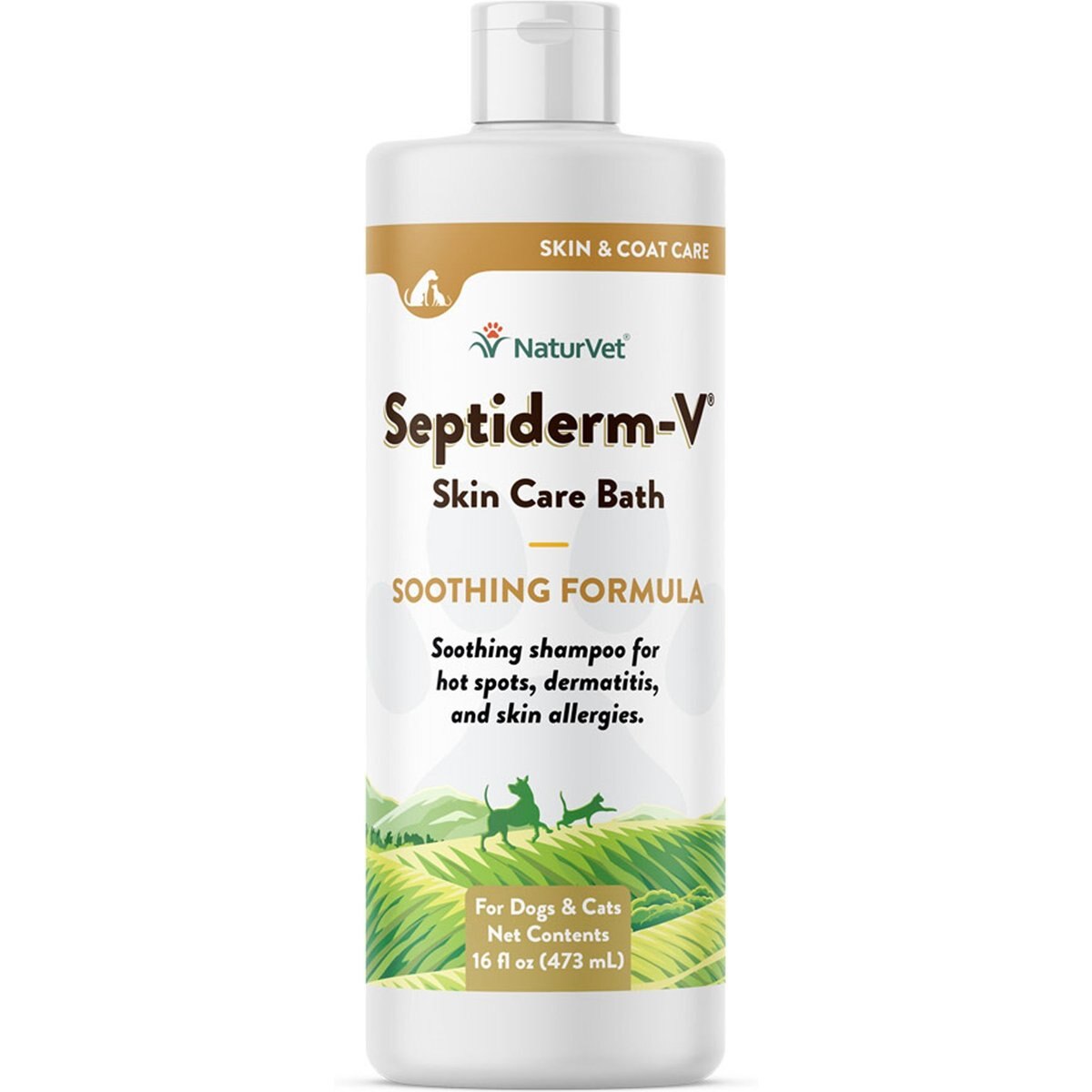 NaturVet Septiderm-V Soothing Formula Dog & Cat Skin Care Shampoo Bath, 16-fl oz bottle