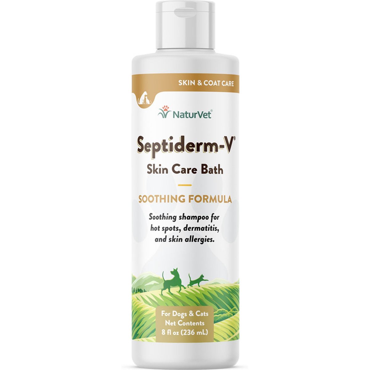 NaturVet Septiderm-V Bath Skin Care Dog & Cat Grooming Aid, 8oz bottle