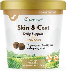 NaturVet Skin & Coat Plus Breath Aid Soft Chews Skin & Coat Supplement for Dogs, 70 count