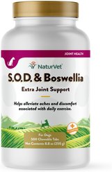 NaturVet S.O.D. Boswelia Chewable Tablets Joint Supplement for Dogs, 500 count