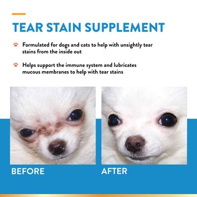 Show full view: NaturVet Tear Stain Plus Lutein Soft Chews Vision Supplement, 70 count + Remover Dog & Cat Liquid Topical Formula, 4-oz bottle slide 5 of 9