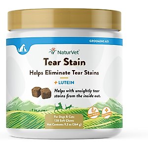 NaturVet Tear Stain Plus Lutein Soft Chews Vision Supplement for Cats & Dogs, 120 count