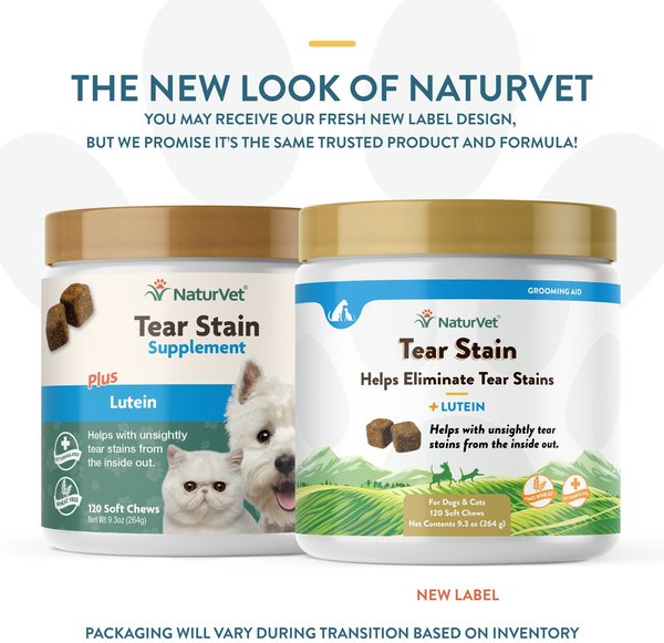 NaturVet Tear Stain Plus Lutein Soft Chews Vision Supplement for Cats & Dogs