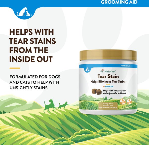 NaturVet Tear Stain Plus Lutein Soft Chews Vision Supplement for Cats & Dogs