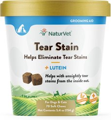 NaturVet Tear Stain Plus Lutein Soft Chews Vision Supplement for Cats & Dogs, 70 count