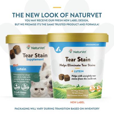 Show full view: NaturVet Tear Stain Plus Lutein Soft Chews Vision Supplement for Cats & Dogs, 70 count slide 3 of 11
