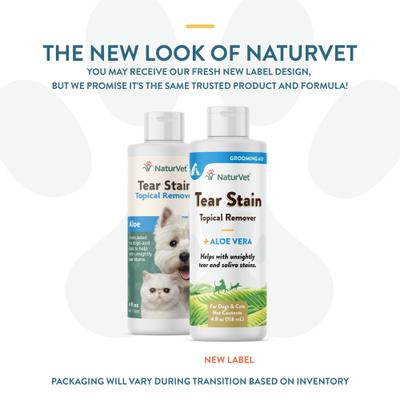 Show full view: NaturVet Tear Stain Remover Dog & Cat Liquid Topical Formula, 4-fl oz bottle slide 2 of 10
