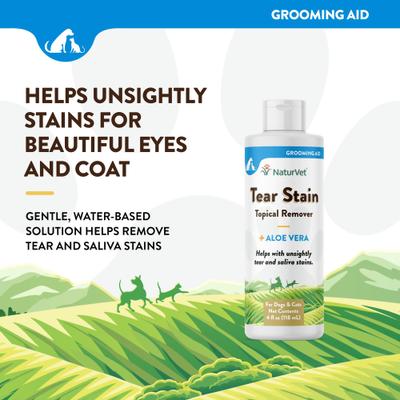 Show full view: NaturVet Tear Stain Remover Dog & Cat Liquid Topical Formula, 4-fl oz bottle slide 3 of 10