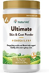 NaturVet Ultimate Powder Skin & Coat Supplement for Cats & Dogs, 14-oz bottle