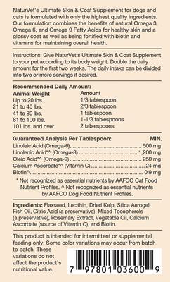 Show full view: NaturVet Ultimate Powder Skin & Coat Supplement for Cats & Dogs, 14-oz bottle slide 3 of 4