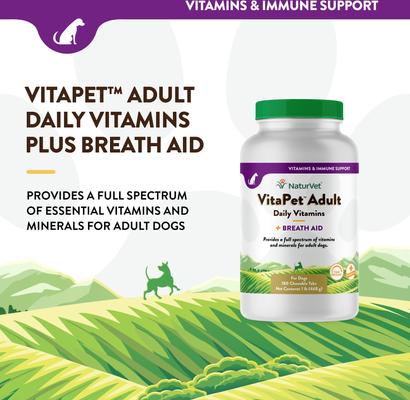 Show full view: NaturVet VitaPet Adult Daily Vitamins Immunity Hickory Smoked Flavored Tablet Supplement for Dogs, 180 count slide 4 of 11