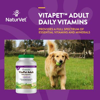 Show full view: NaturVet VitaPet Adult Daily Vitamins Immunity Hickory Smoked Flavored Tablet Supplement for Dogs, 180 count slide 5 of 11